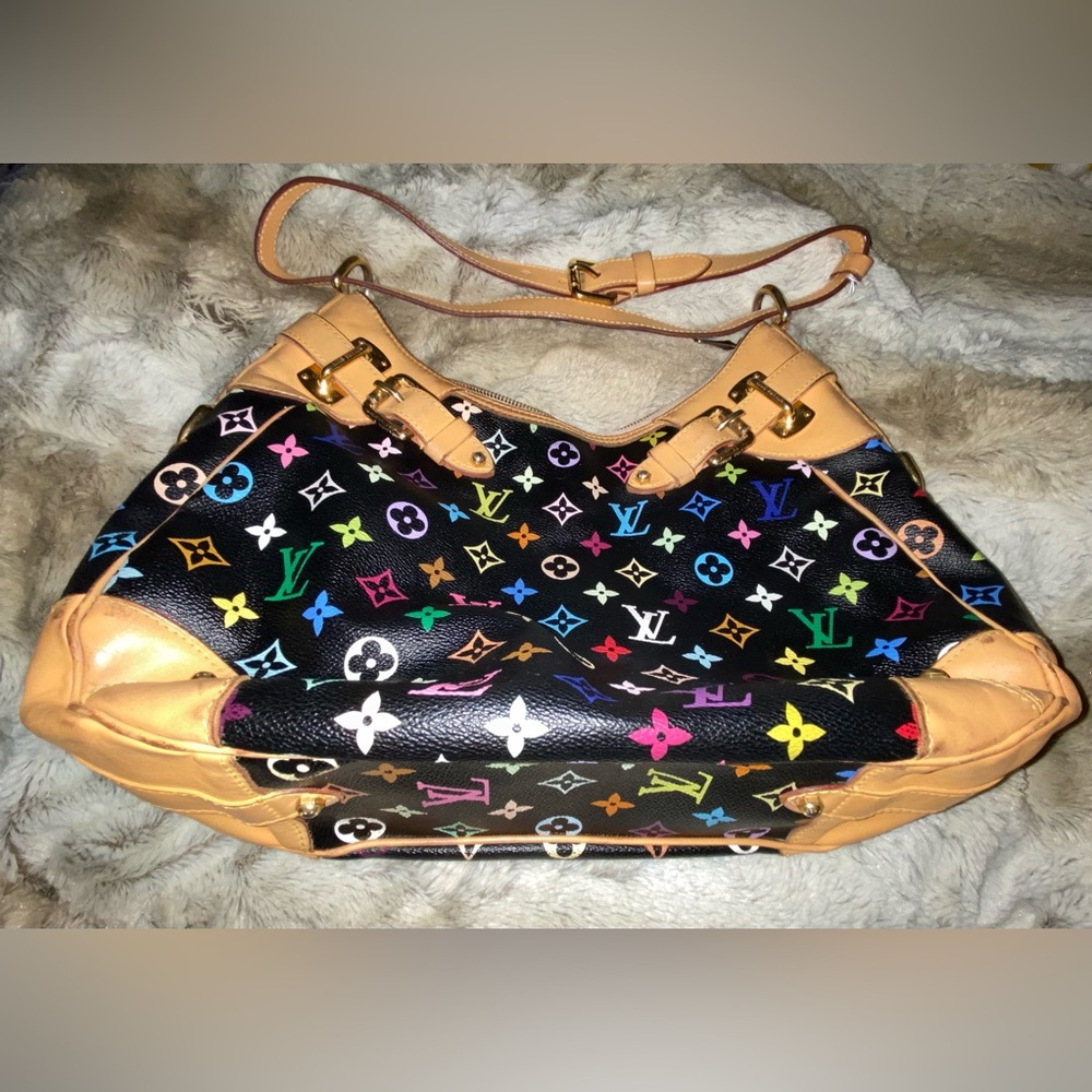 ✨Authentic Louis Vuitton Murakami Greta Noir Canvas Shoulder Bag GUC ✨ - Picture 2 of 6